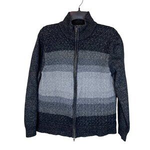 Calvin Klein Cardigan XL Womens Grey Lambs Wool Linen Blend Full Zip Sweater